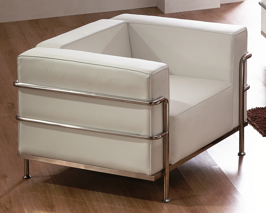 Le Corbusier Style Elegant White Leather Chair